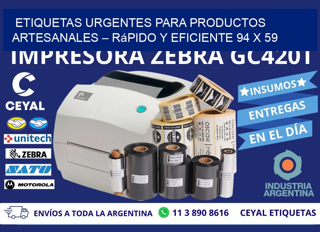 Etiquetas Urgentes para Productos Artesanales – Rápido y Eficiente 94 x 59