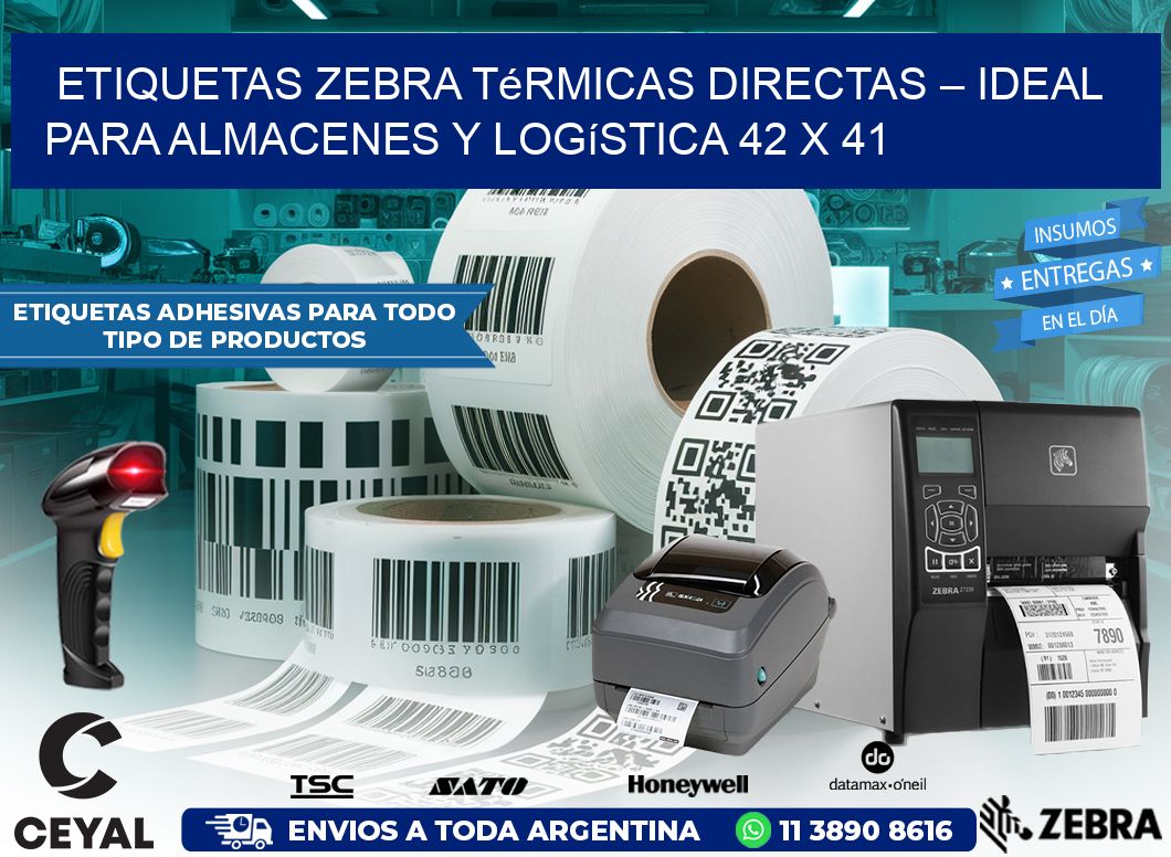 Etiquetas Zebra Térmicas Directas – Ideal para Almacenes y Logística 42 x 41