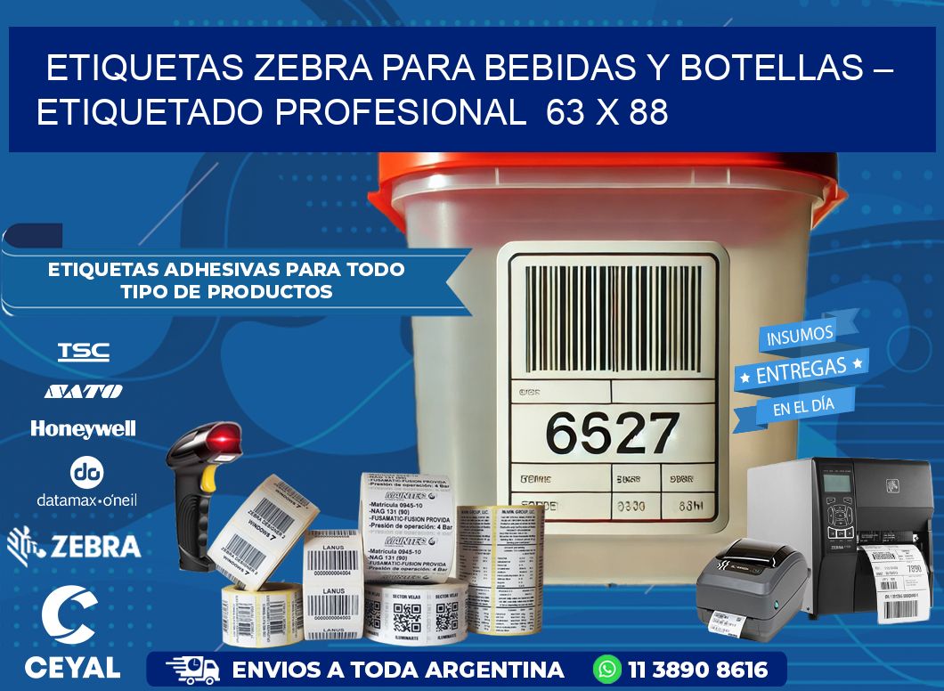 Etiquetas Zebra para Bebidas y Botellas – Etiquetado Profesional  63 x 88