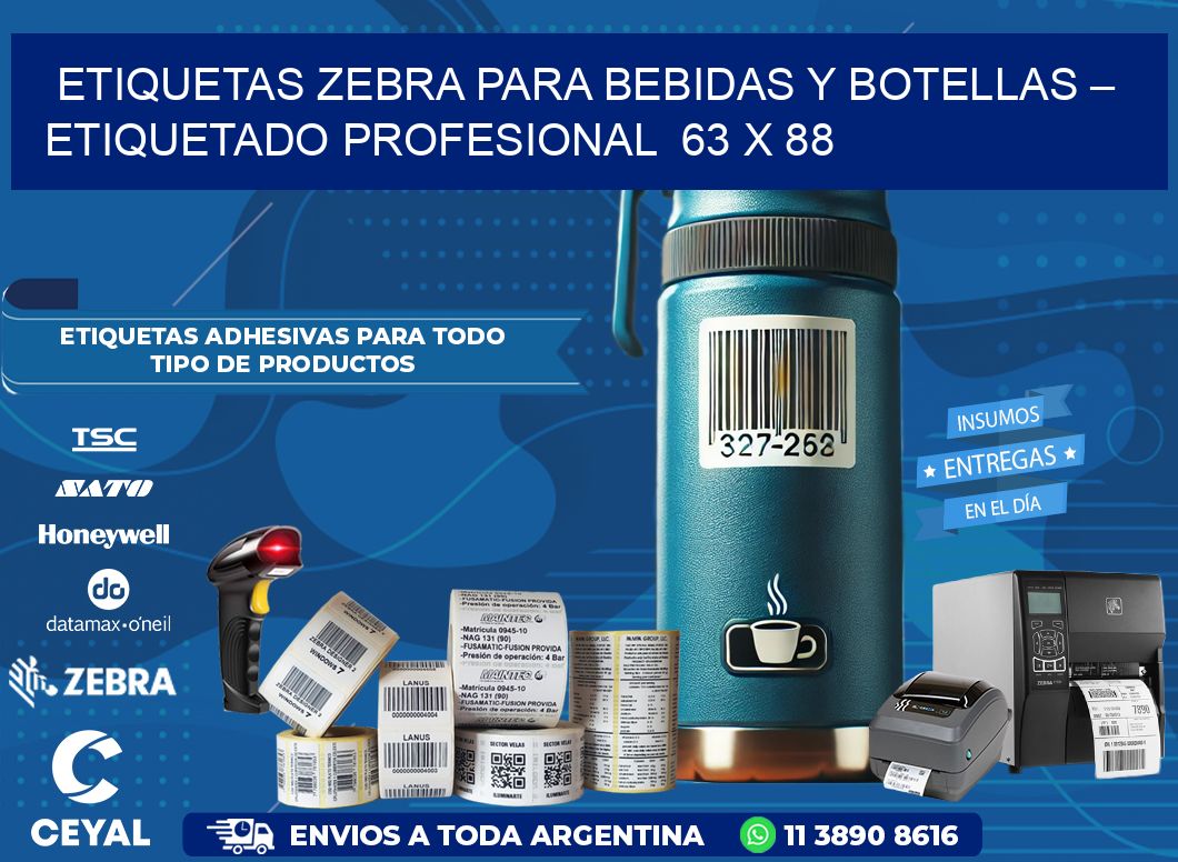 Etiquetas Zebra para Bebidas y Botellas – Etiquetado Profesional  63 x 88