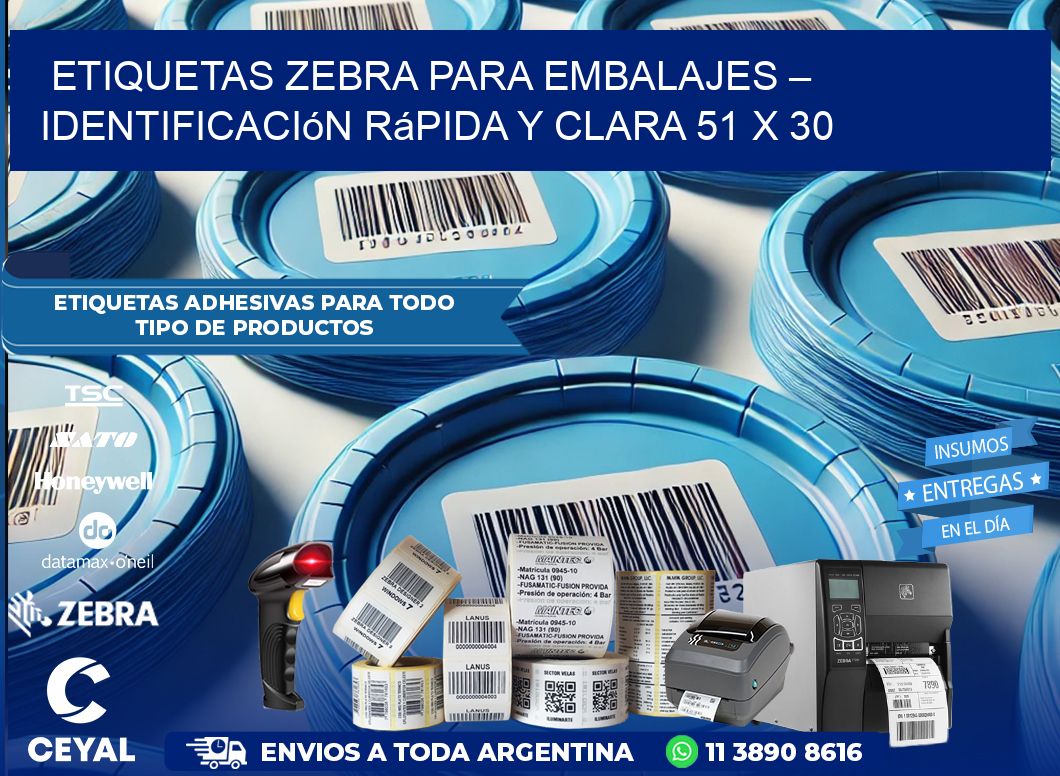 Etiquetas Zebra para Embalajes – Identificación Rápida y Clara 51 x 30