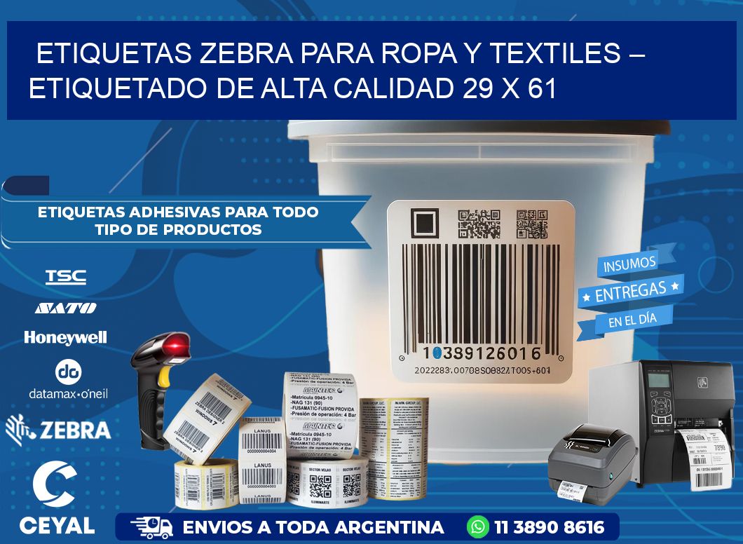 Etiquetas Zebra para Ropa y Textiles – Etiquetado de Alta Calidad 29 x 61