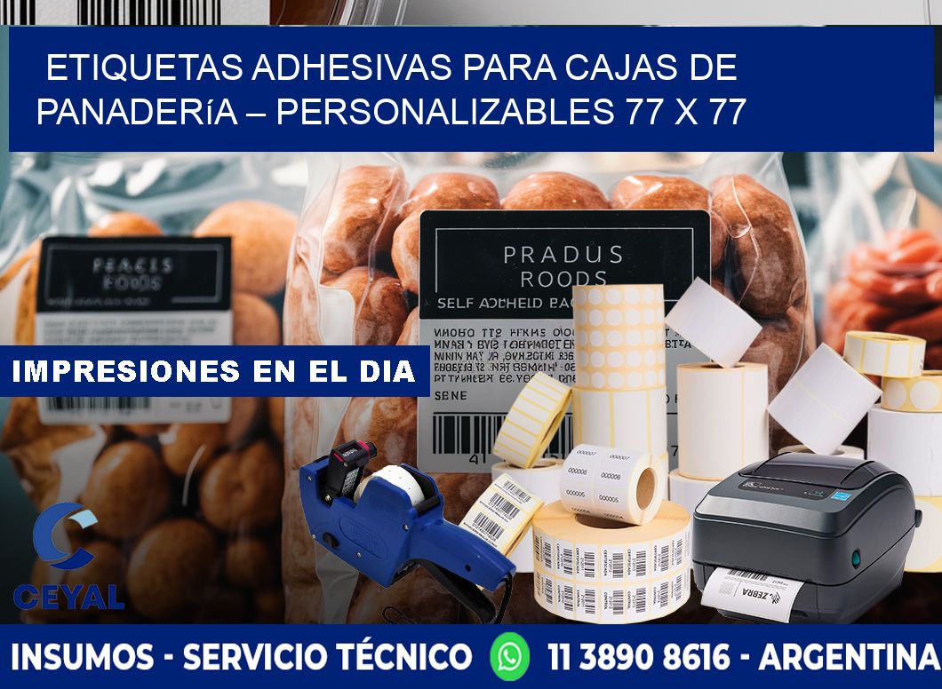 Etiquetas adhesivas para cajas de panadería – Personalizables 77 x 77