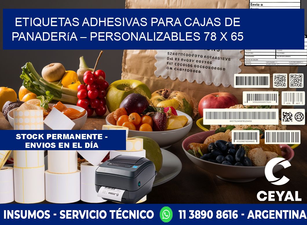 Etiquetas adhesivas para cajas de panadería – Personalizables 78 x 65