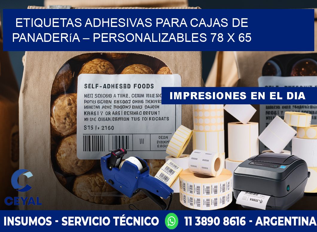 Etiquetas adhesivas para cajas de panadería – Personalizables 78 x 65