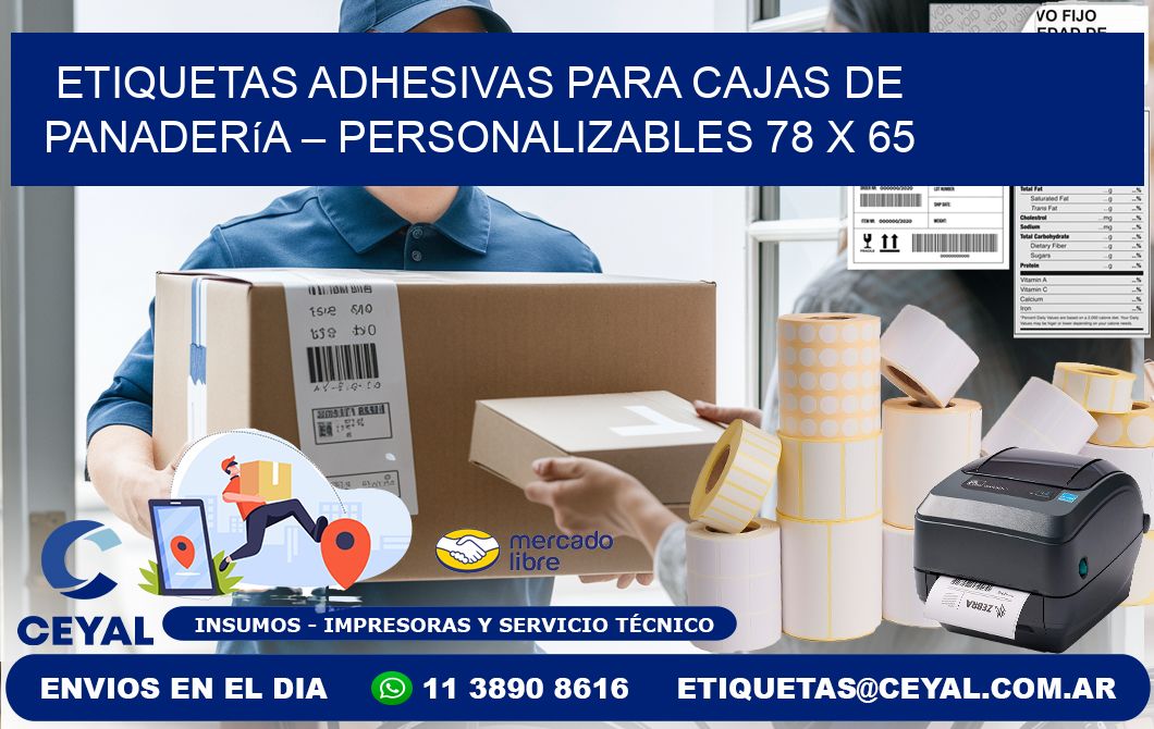 Etiquetas adhesivas para cajas de panadería – Personalizables 78 x 65