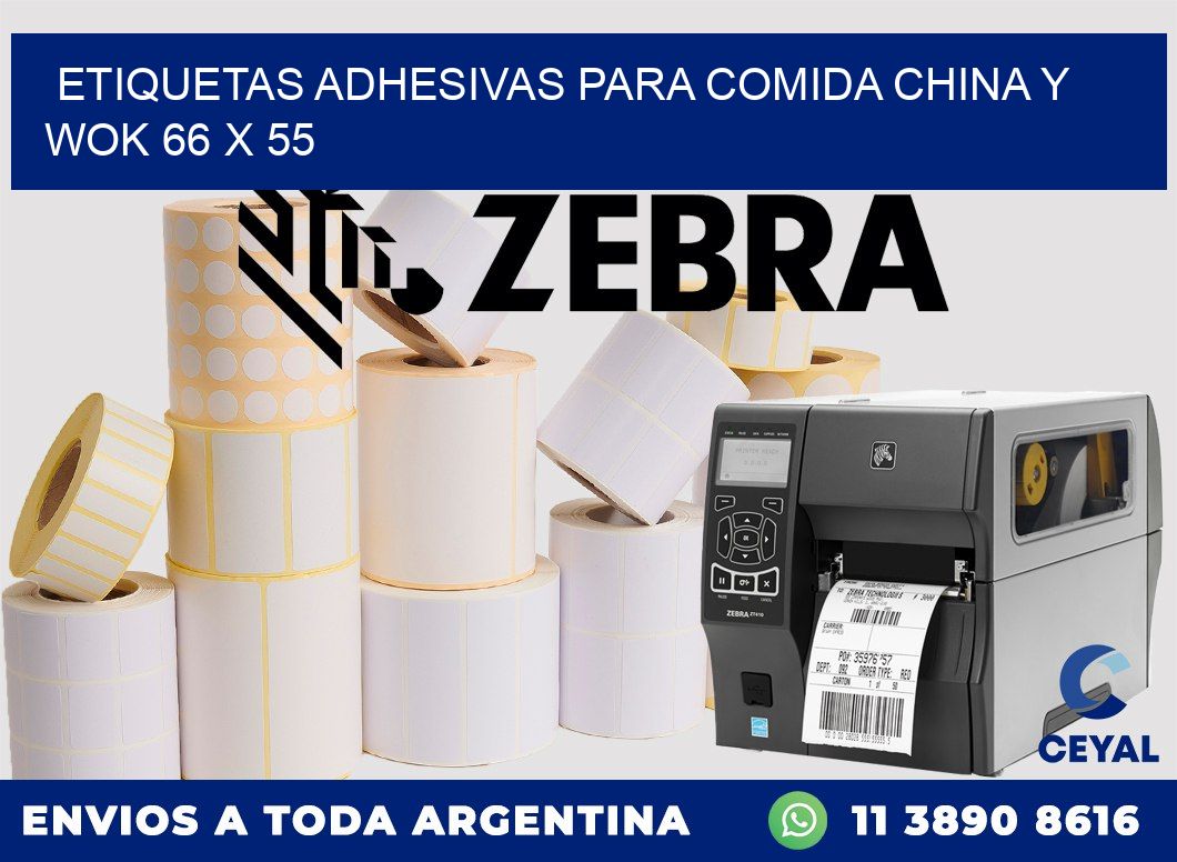 Etiquetas adhesivas para comida china y wok 66 x 55