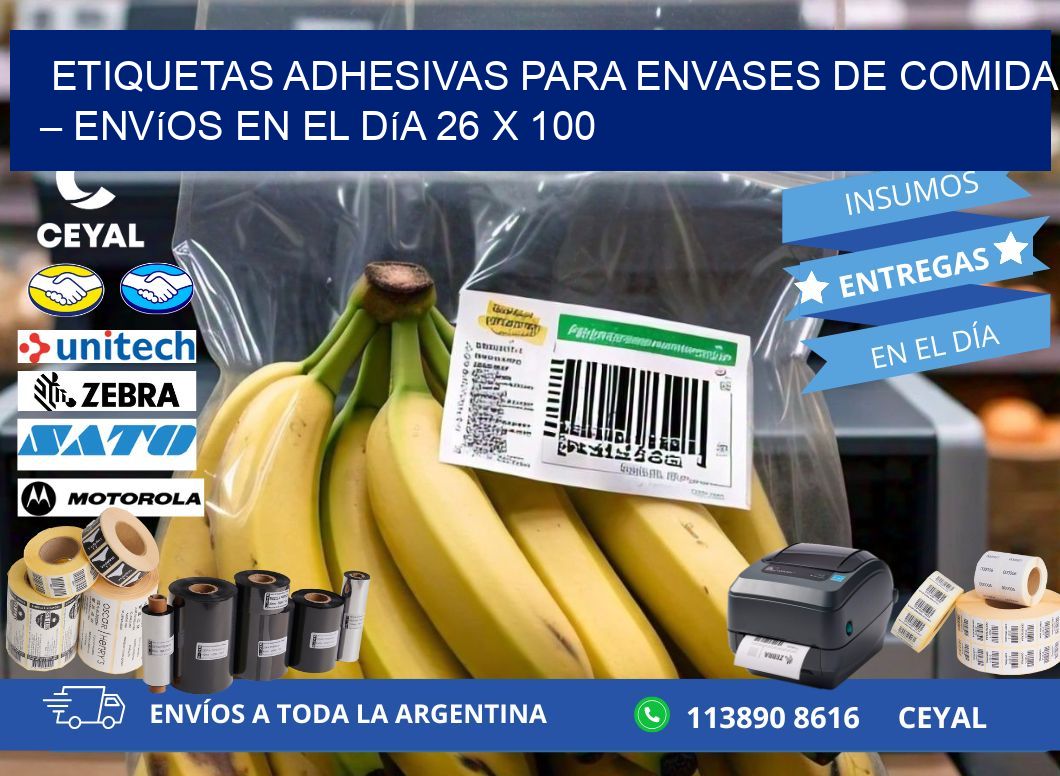 Etiquetas adhesivas para envases de comida – Envíos en el día 26 x 100