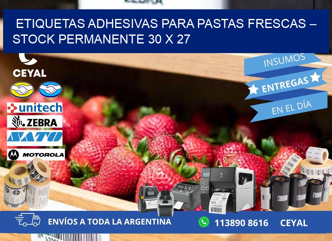 Etiquetas adhesivas para pastas frescas – Stock permanente 30 x 27