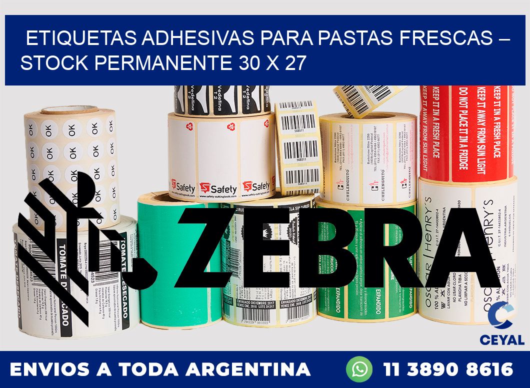 Etiquetas adhesivas para pastas frescas – Stock permanente 30 x 27