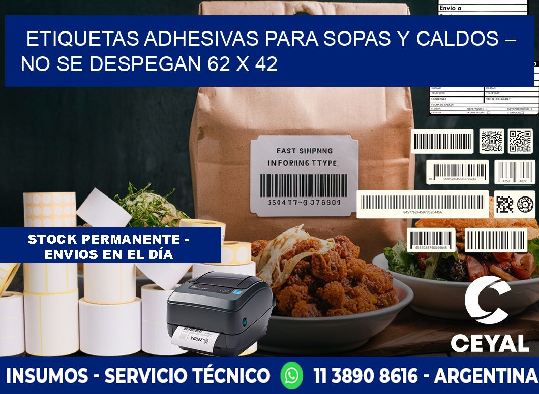 Etiquetas adhesivas para sopas y caldos – No se despegan 62 x 42