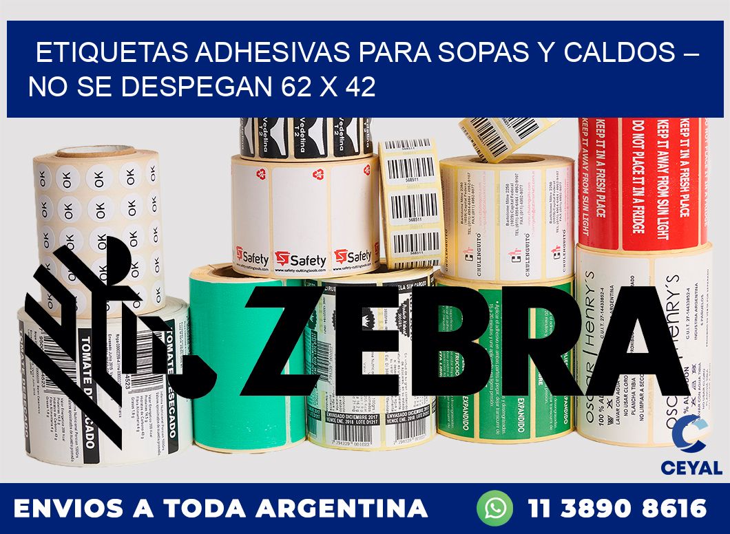 Etiquetas adhesivas para sopas y caldos – No se despegan 62 x 42
