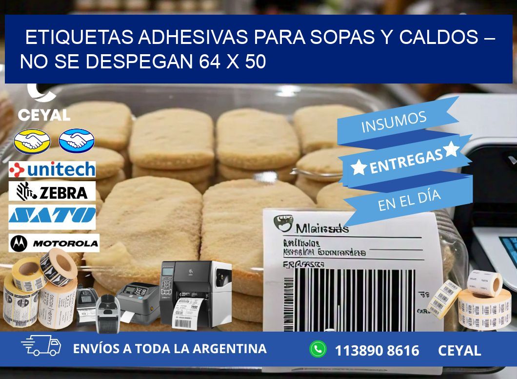 Etiquetas adhesivas para sopas y caldos – No se despegan 64 x 50