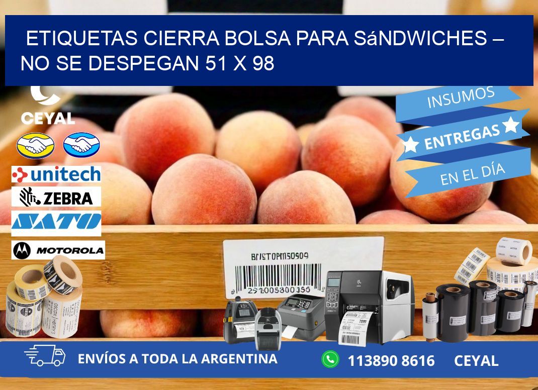 Etiquetas cierra bolsa para sándwiches – No se despegan 51 x 98