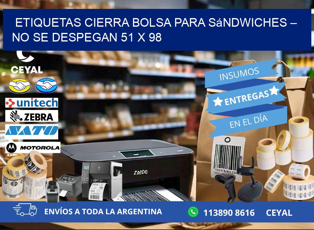 Etiquetas cierra bolsa para sándwiches – No se despegan 51 x 98