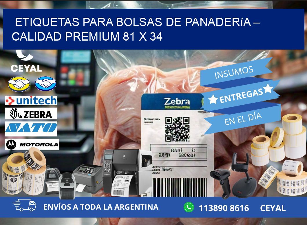 Etiquetas para bolsas de panadería – Calidad premium 81 x 34