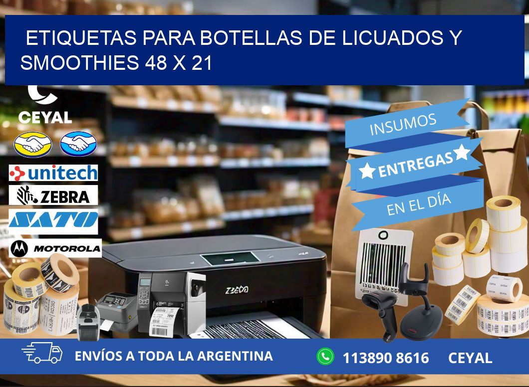 Etiquetas para botellas de licuados y smoothies 48 x 21