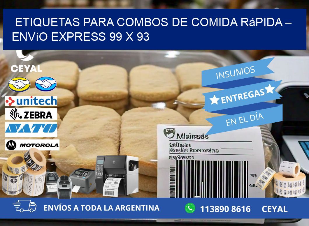 Etiquetas para combos de comida rápida – Envío express 99 x 93