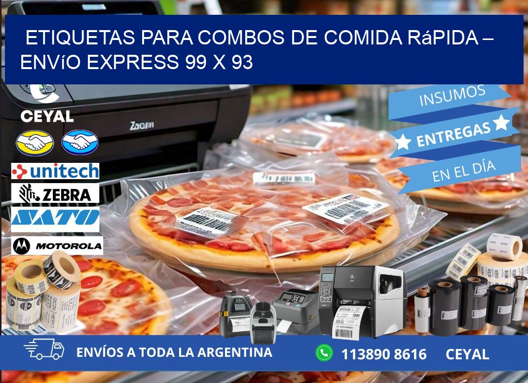 Etiquetas para combos de comida rápida – Envío express 99 x 93