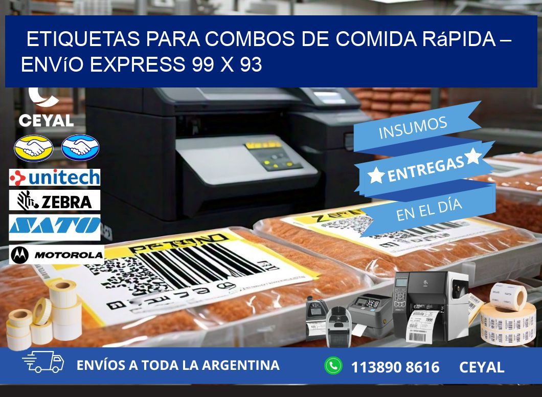 Etiquetas para combos de comida rápida – Envío express 99 x 93