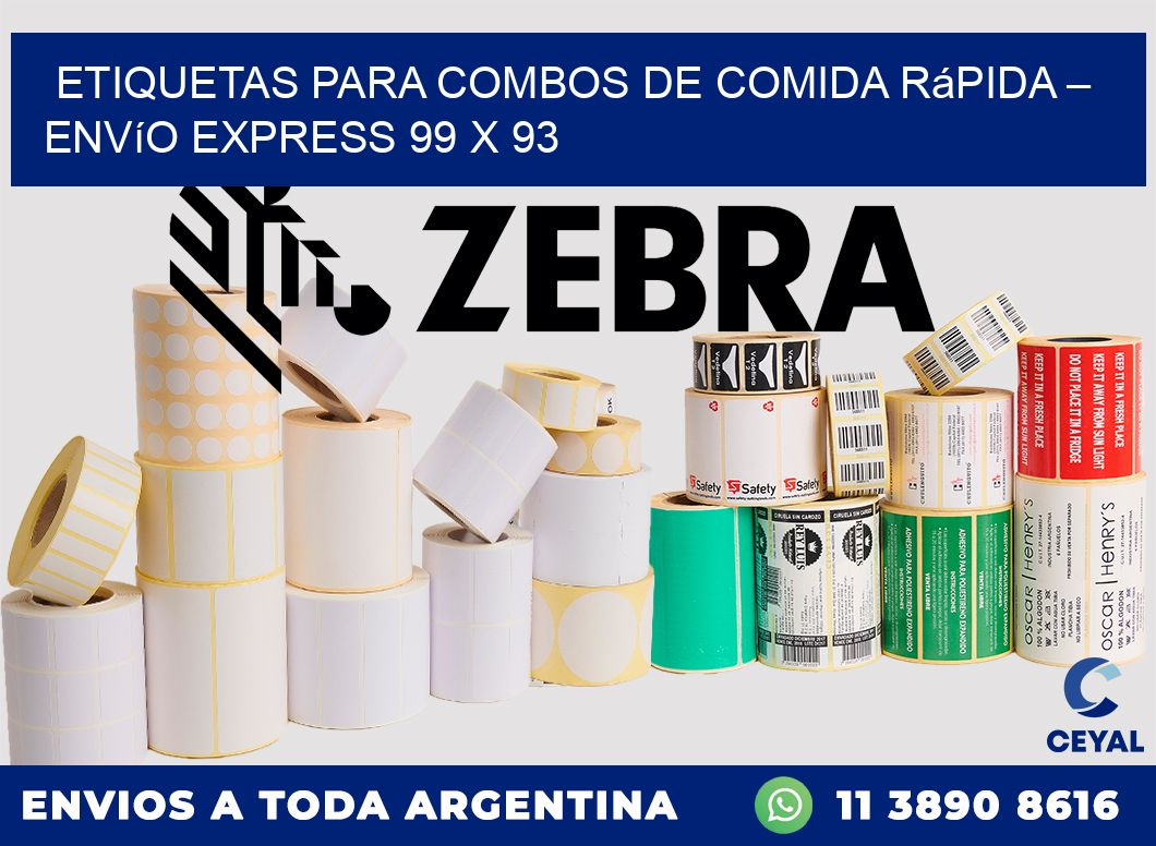 Etiquetas para combos de comida rápida – Envío express 99 x 93