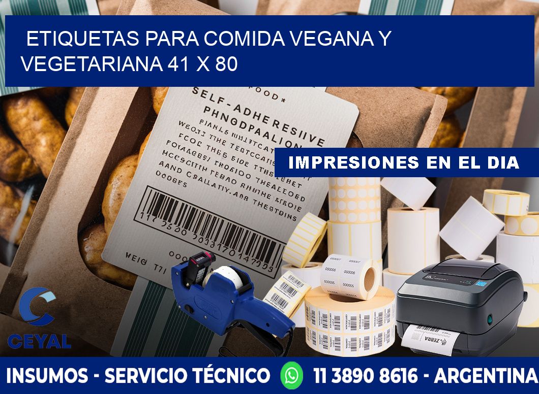 Etiquetas para comida vegana y vegetariana 41 x 80