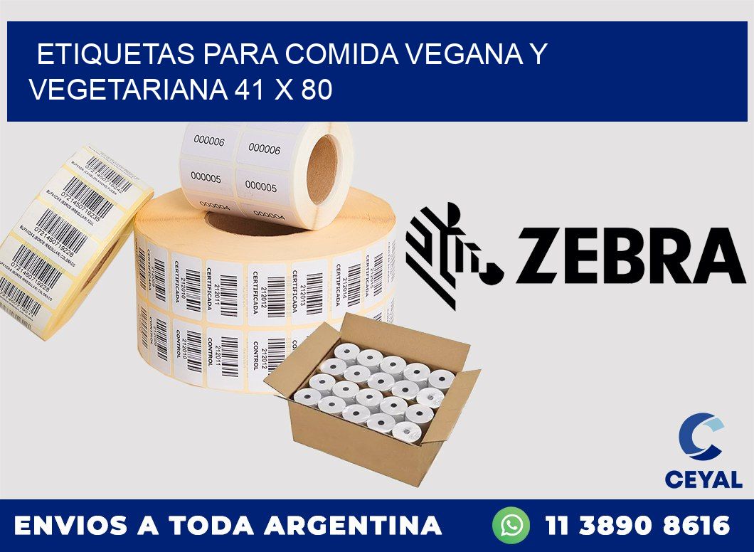 Etiquetas para comida vegana y vegetariana 41 x 80