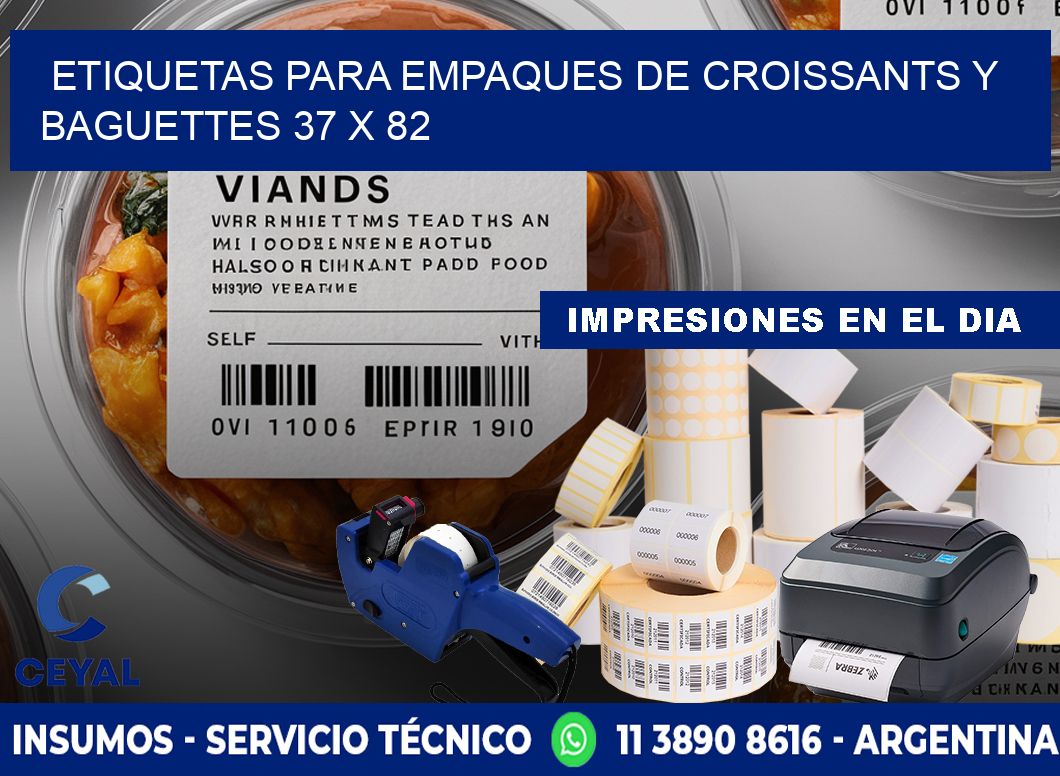 Etiquetas para empaques de croissants y baguettes 37 x 82