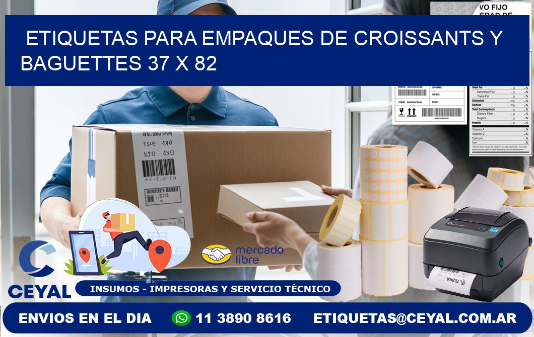 Etiquetas para empaques de croissants y baguettes 37 x 82