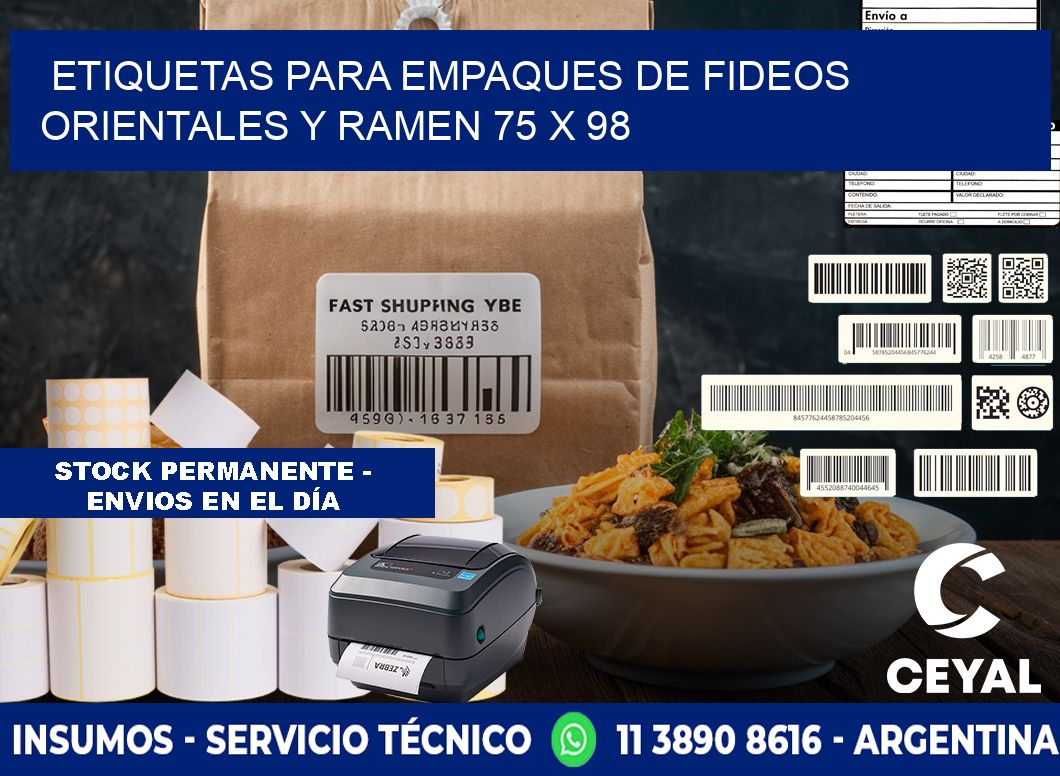 Etiquetas para empaques de fideos orientales y ramen 75 x 98