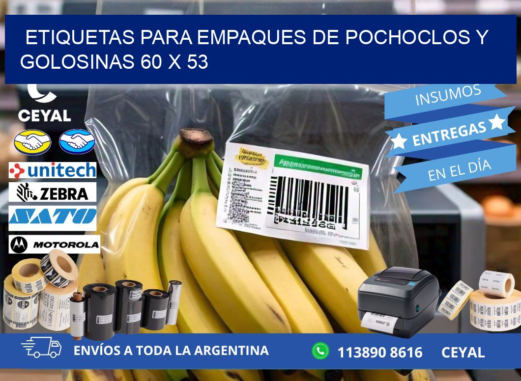 Etiquetas para empaques de pochoclos y golosinas 60 x 53