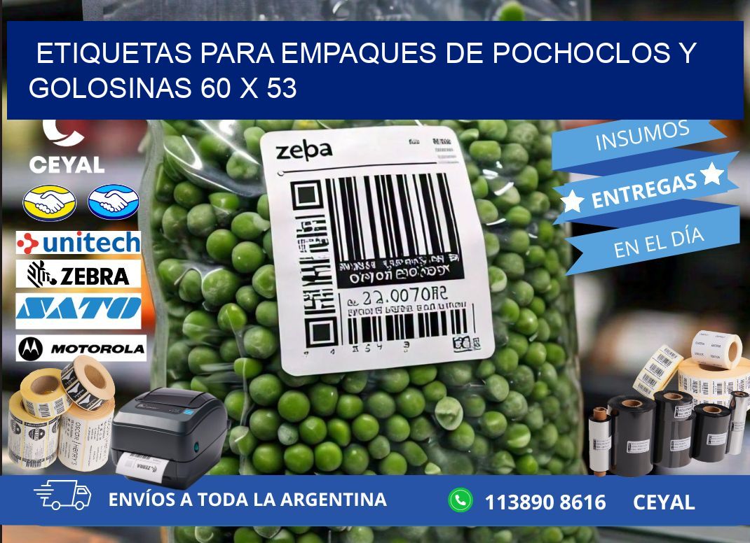 Etiquetas para empaques de pochoclos y golosinas 60 x 53