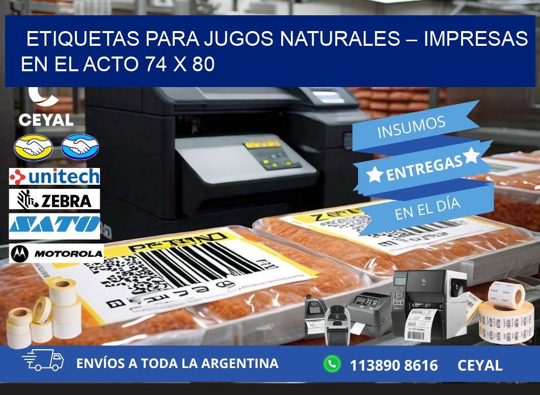 Etiquetas para jugos naturales – Impresas en el acto 74 x 80