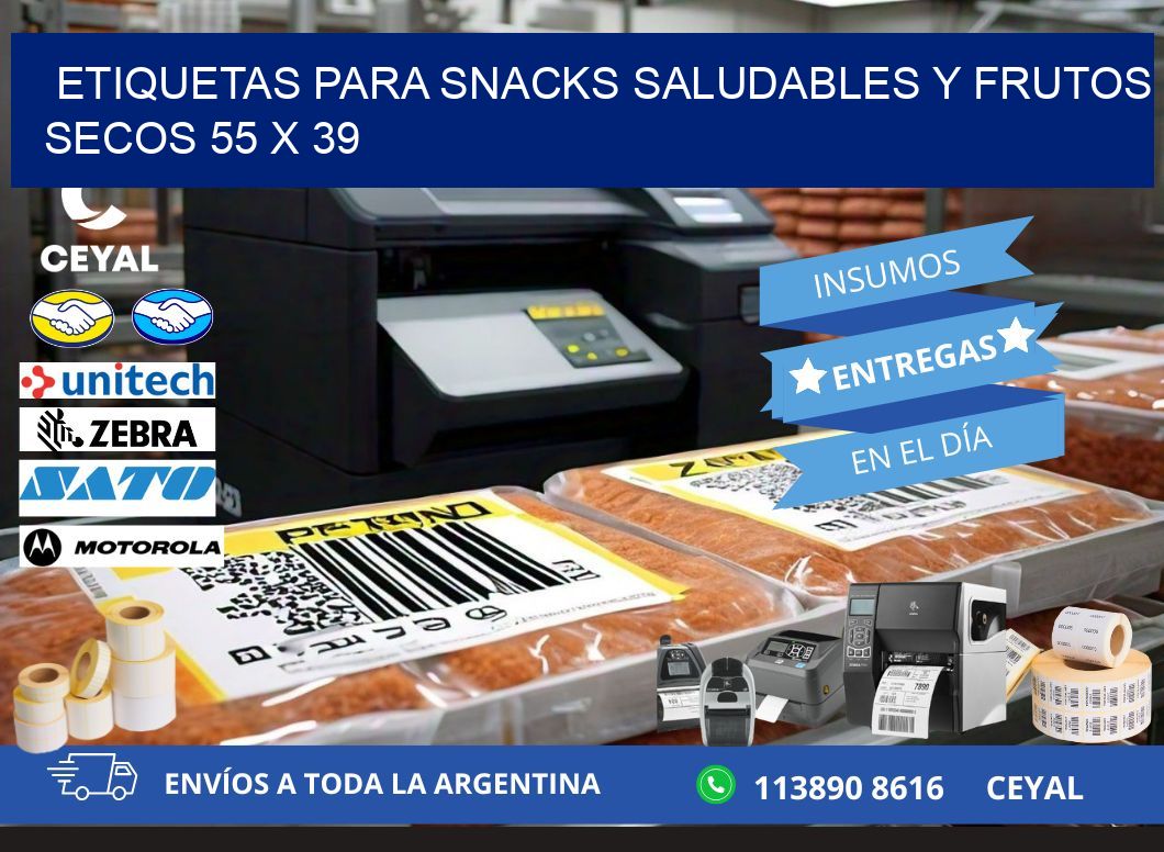 Etiquetas para snacks saludables y frutos secos 55 x 39