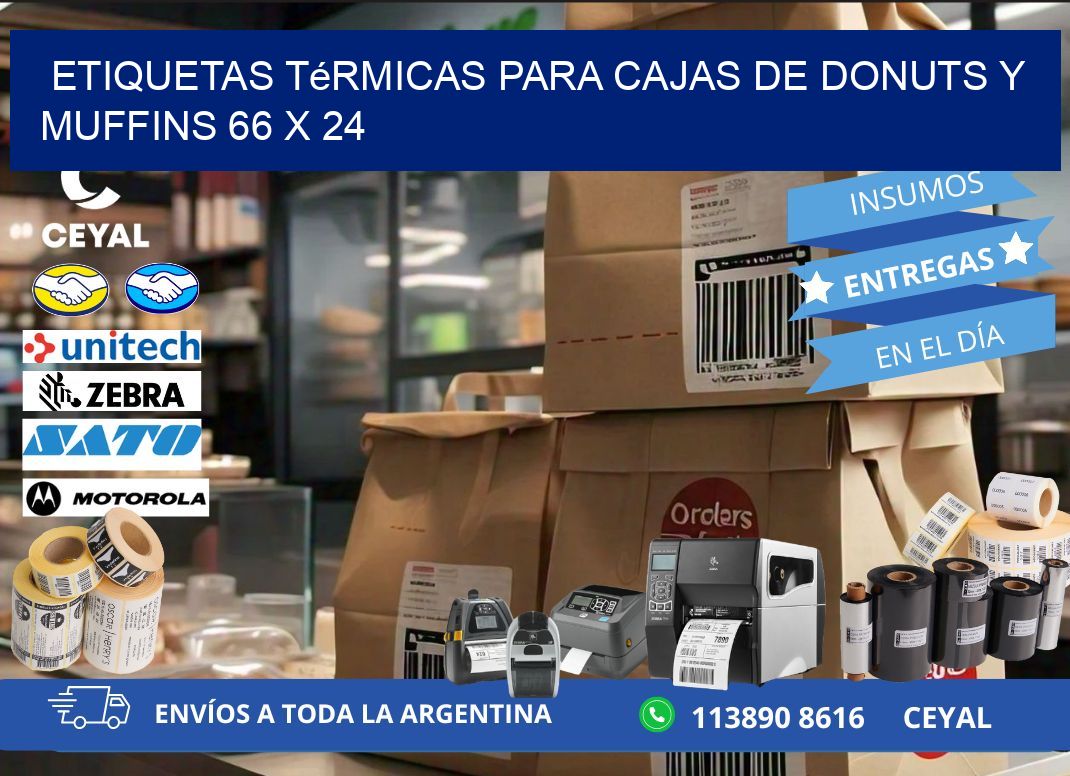 Etiquetas térmicas para cajas de donuts y muffins 66 x 24