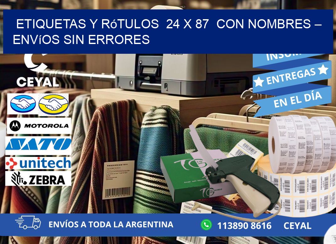 Etiquetas y Rótulos  24 x 87  con Nombres – Envíos sin Errores