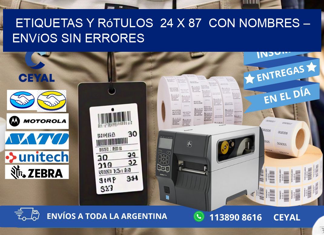 Etiquetas y Rótulos  24 x 87  con Nombres – Envíos sin Errores