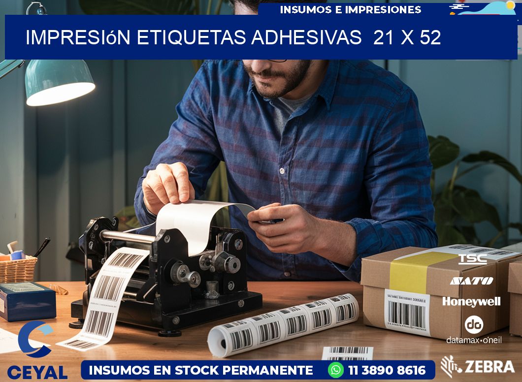 Impresión Etiquetas adhesivas  21 x 52