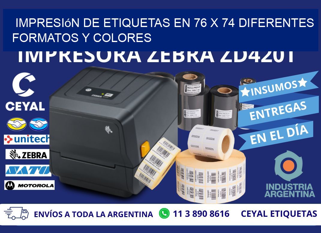Impresión de Etiquetas en 76 x 74 Diferentes Formatos y Colores