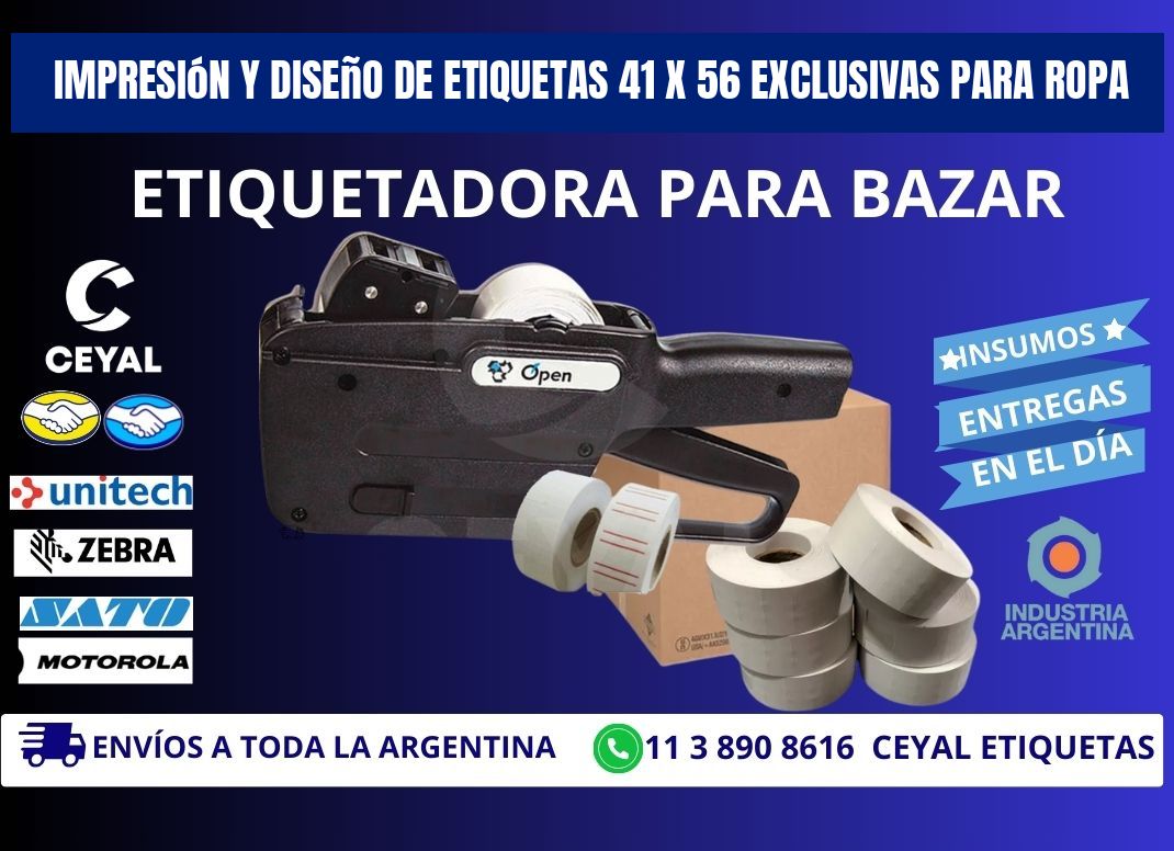 Impresión y Diseño de Etiquetas 41 x 56 Exclusivas para Ropa