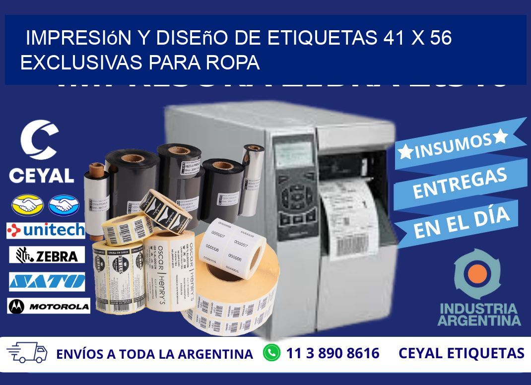 Impresión y Diseño de Etiquetas 41 x 56 Exclusivas para Ropa