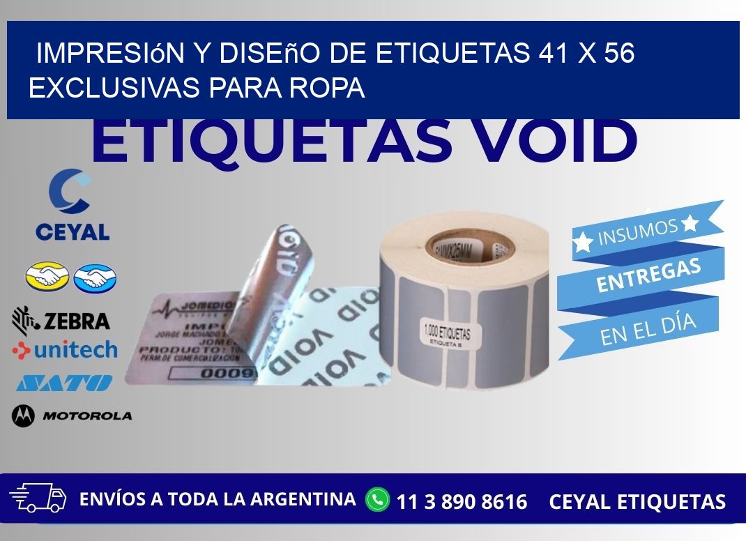 Impresión y Diseño de Etiquetas 41 x 56 Exclusivas para Ropa