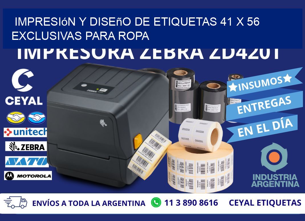 Impresión y Diseño de Etiquetas 41 x 56 Exclusivas para Ropa