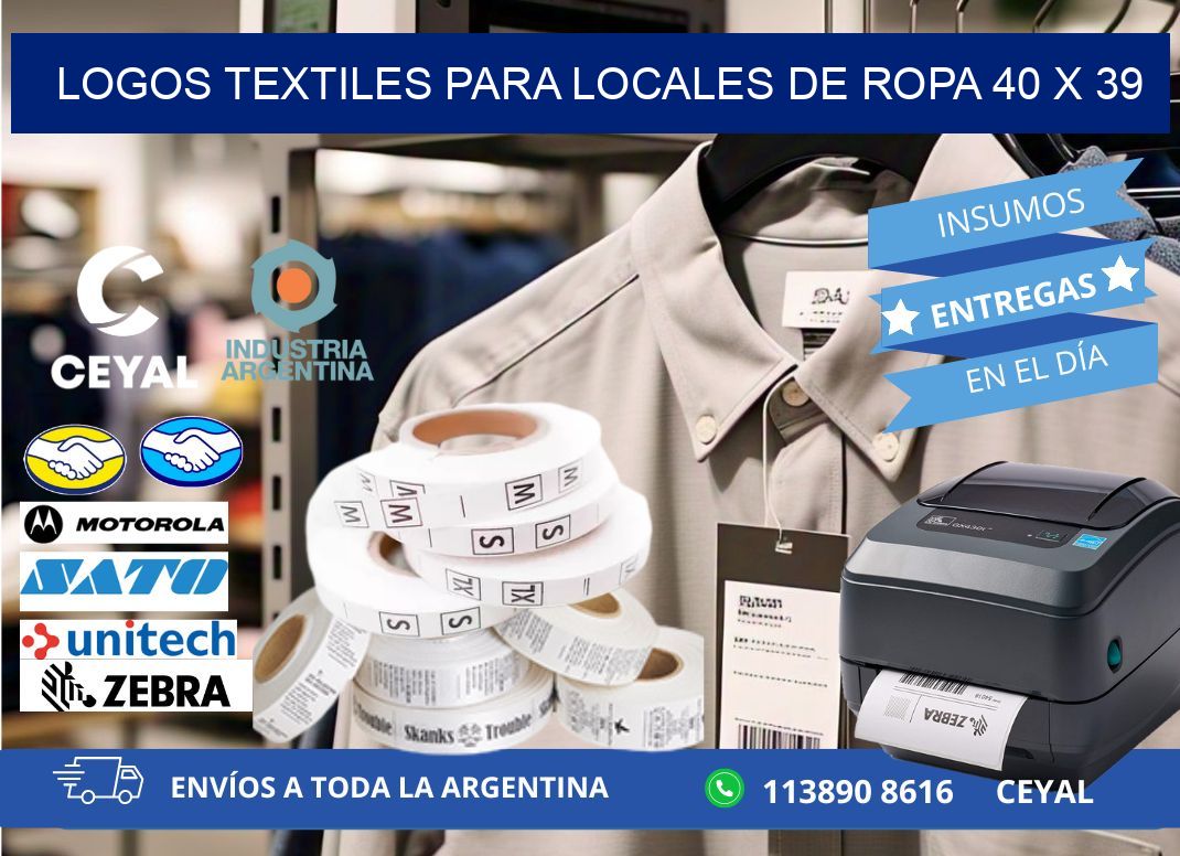LOGOS TEXTILES PARA LOCALES DE ROPA 40 x 39