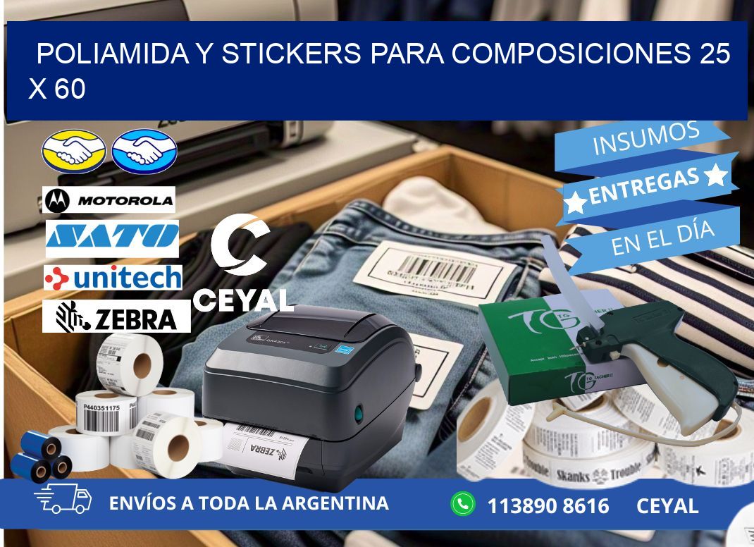 POLIAMIDA Y STICKERS PARA COMPOSICIONES 25 x 60