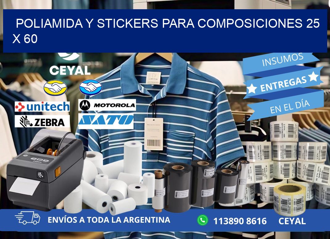 POLIAMIDA Y STICKERS PARA COMPOSICIONES 25 x 60