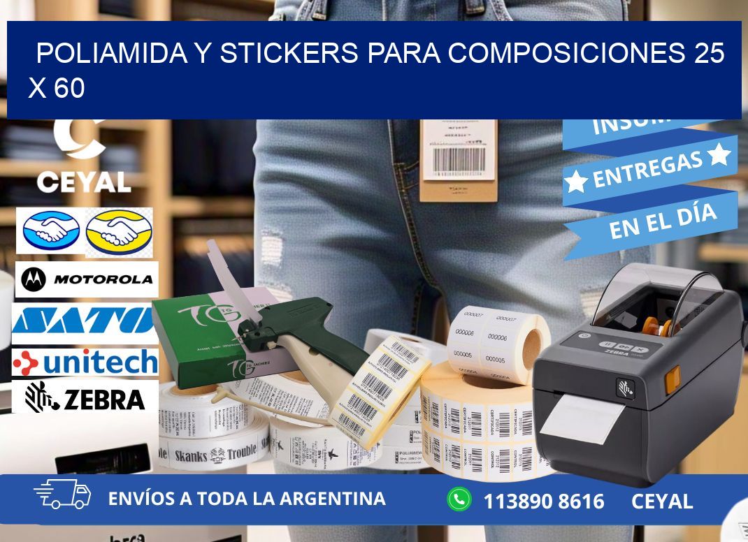 POLIAMIDA Y STICKERS PARA COMPOSICIONES 25 x 60