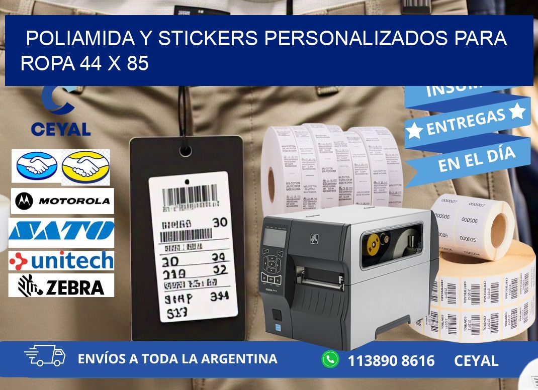 POLIAMIDA Y STICKERS PERSONALIZADOS PARA ROPA 44 x 85