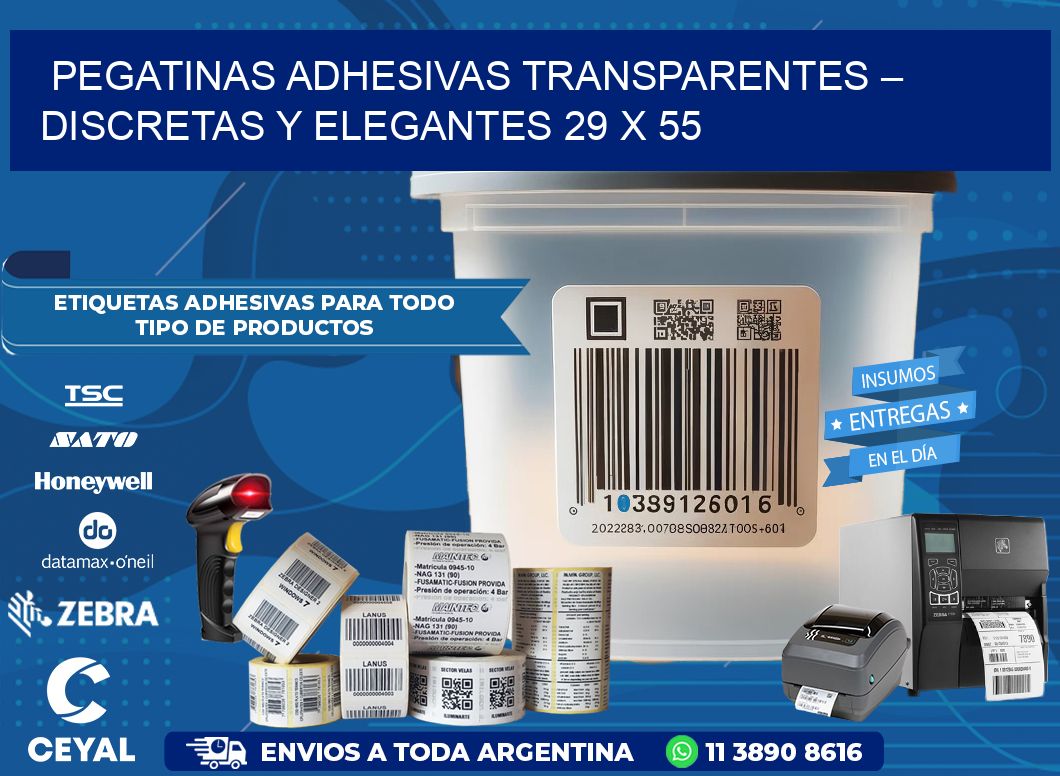 Pegatinas Adhesivas Transparentes – Discretas y Elegantes 29 x 55