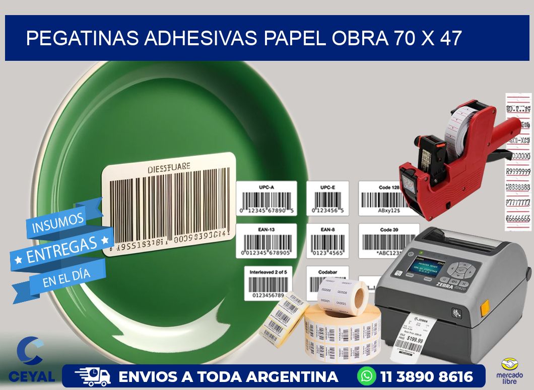 Pegatinas Adhesivas papel Obra 70 x 47